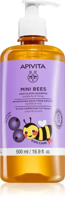 Шампунь для волос Apivita Mini Bees Gentle Kids Shampoo детский, с черникой и мёдом, 500 мл