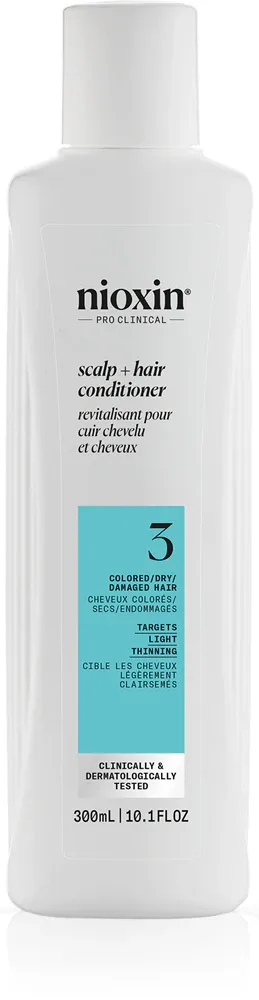 Nioxin System 3 Scalp + Hair Conditioner - Кондиционер для окрашенных и разреженных волос, 300 мл