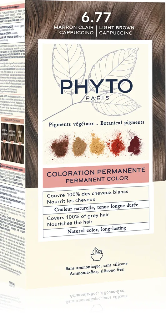 Phyto Color - Краска для волос без аммиака, 1 шт, оттенок 6.77 Light Brown Capuccino