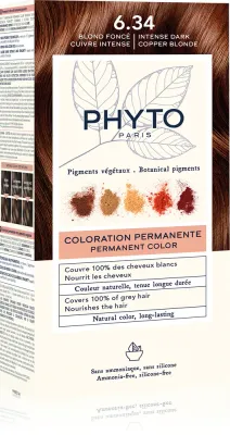 Phyto Color - Краска для волос без аммиака, 1 шт, оттенок 6.34 Intense Dark Copper Blonde