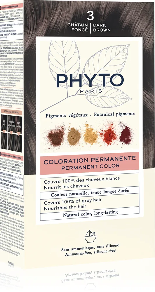 Phyto Color - Краска для волос без аммиака, 1 шт, оттенок 3 Dark Brown
