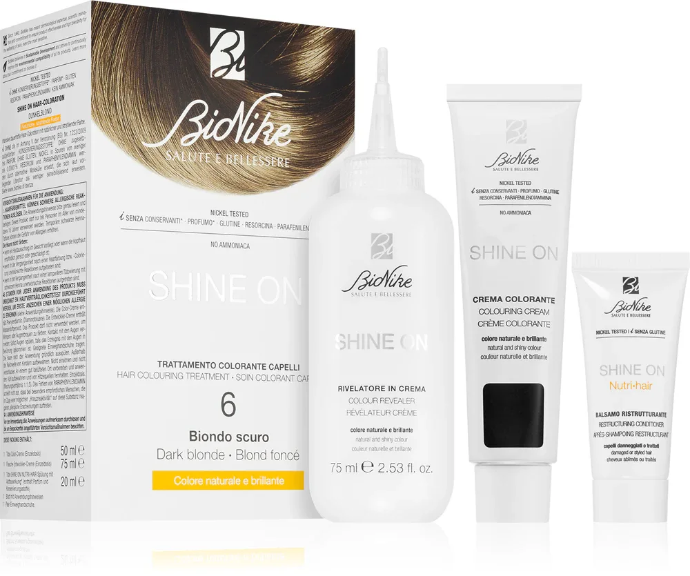 BioNike SHINE ON - стойкая краска для волос, 1 шт, оттенок 6 Dark Blonde