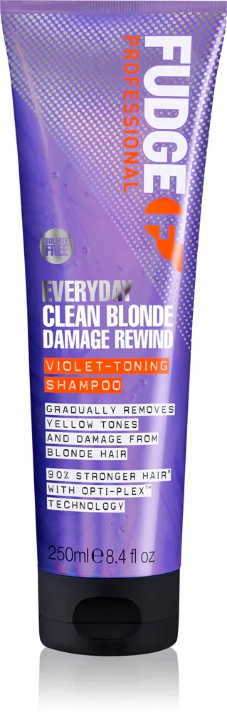 Fudge Everyday Clean Blonde Damage Rewind Shampoo - Нежный шампунь для ежедневного использования для светлых волос и с балаяжем, 250 мл