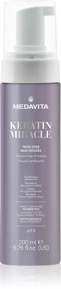 Medavita Keratin Miracle Frizz Over Hair Mousse - Пена для укладки волос, 200 мл