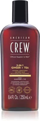 American Crew 3 in 1 Ginger + Tea - шампунь 3 в 1, кондиционер и гель для душа для мужчин