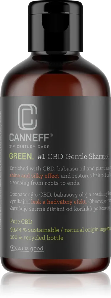 Canneff Green CBD Gentle Shampoo - Регенерирующий шампунь для придания блеска и мягкости волосам, 200 мл