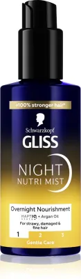 Спрей для волос Schwarzkopf Gliss Oil Nutritive ночной, с аргановым маслом, для сухих и ломких волос, 100 мл Night Nutri Mist