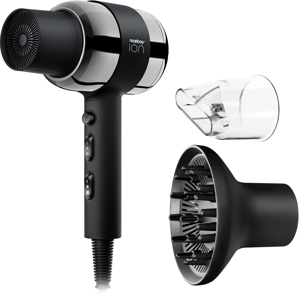 Фен для волос Niceboy Air Sonic Pro, 2200 Вт, с ионизацией, концентратором и диффузором, 1 шт