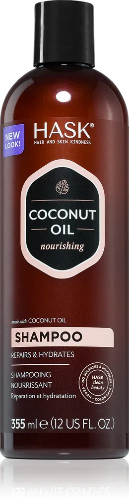 HASK Monoi Coconut Oil - Шампунь для ухода, придающий блеск и мягкость волосам, 355 мл