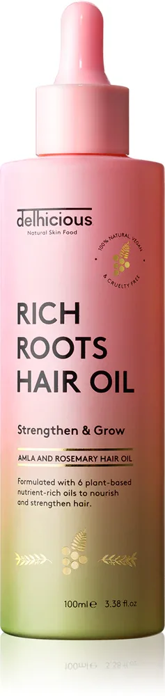delhicious RICH ROOTS AMLA & ROSEMARY HAIR OIL - Маска для волос, увлажняющая и успокаивающая для сухой и зудящей кожи головы