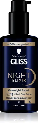 Schwarzkopf Gliss Night Elixir - Эликсир без смывки для поврежденных волос, 100 мл