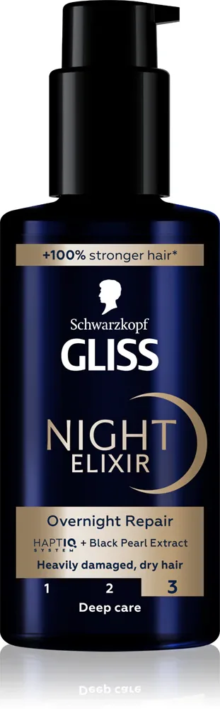 Schwarzkopf Gliss Night Elixir - Эликсир без смывки для поврежденных волос, 100 мл