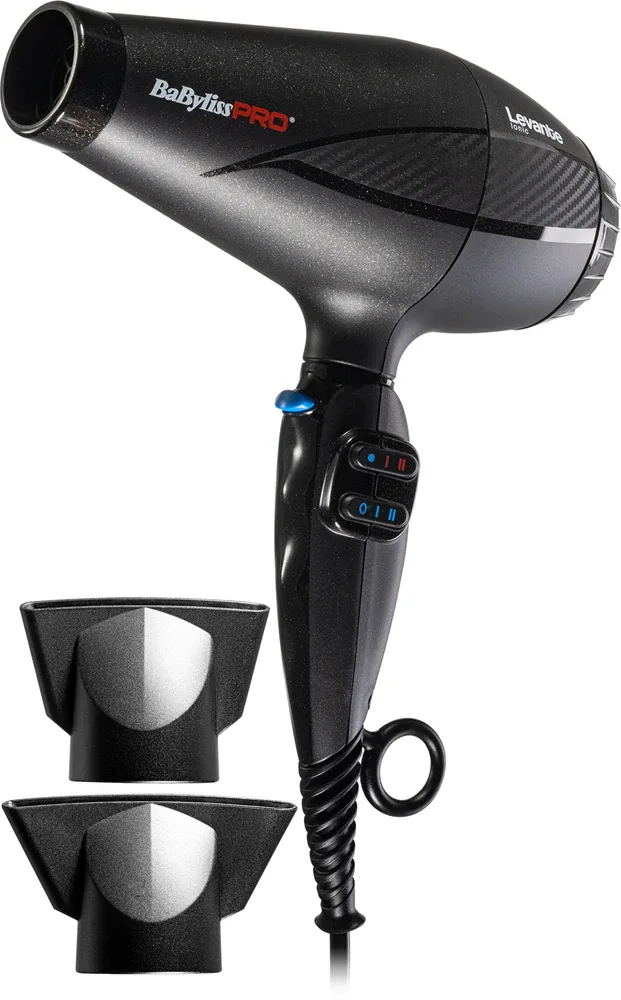 Фен для волос BaByliss PRO Dryers Levante 2100W Ionic с ионизацией, с регулировкой температуры и скорости, 1 шт Black