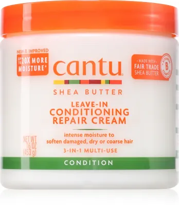 CANTU Shea Butter Leav-In Cond Cream - Несмываемый кондиционер для поврежденных волос, 453 г