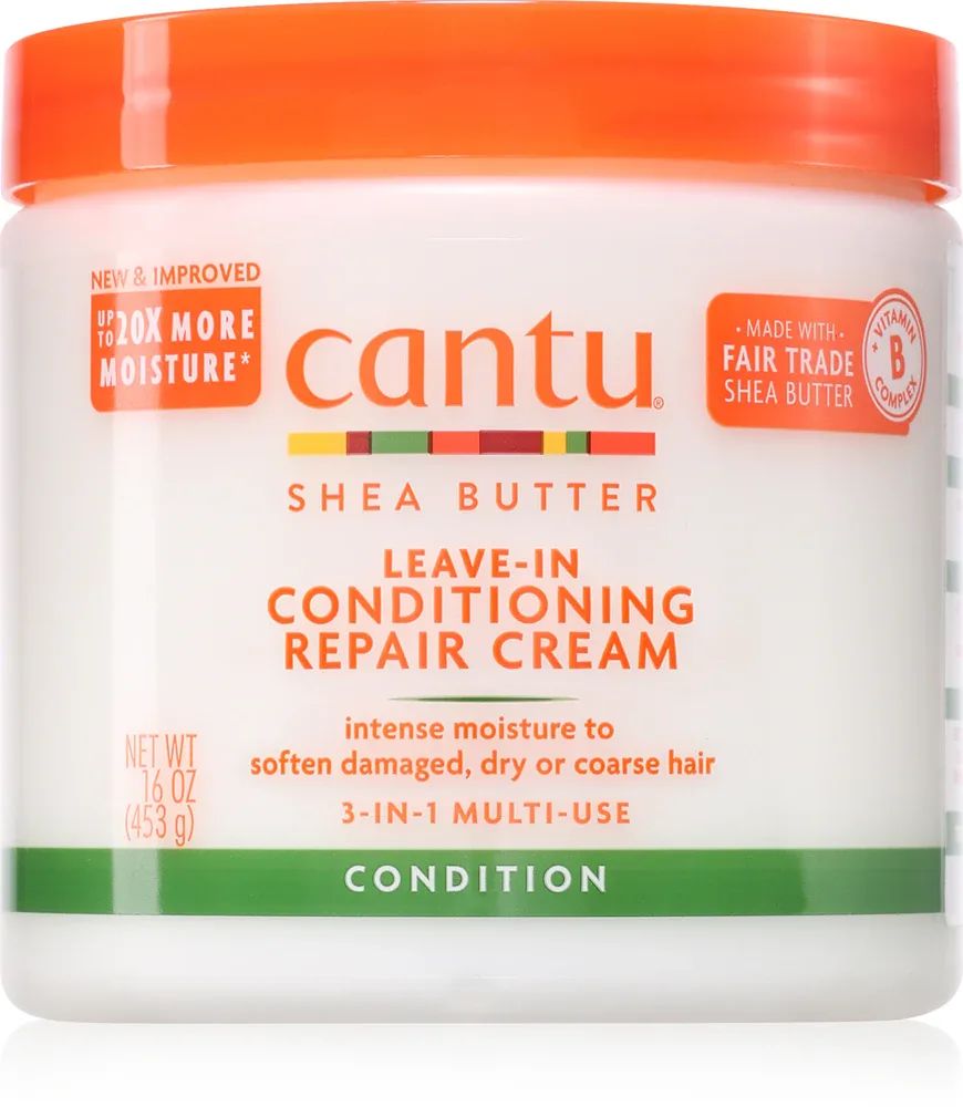 CANTU Shea Butter Leav-In Cond Cream - Несмываемый кондиционер для поврежденных волос, 453 г
