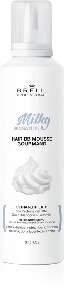 Brelil Professional Milky Sensation Hair BB Mousse - Увлажняющая пена для непослушных и пушистых волос, 250 мл