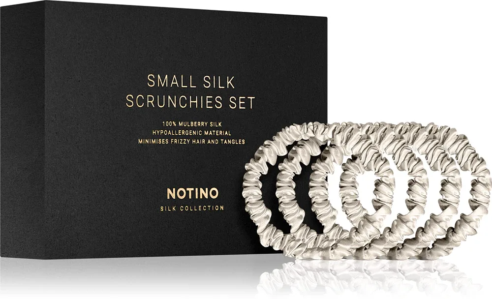 Набор резинок для волос Notino Silk Collection Small Scrunchie Set шёлковых, маленьких, 4 шт, оттенок Cream