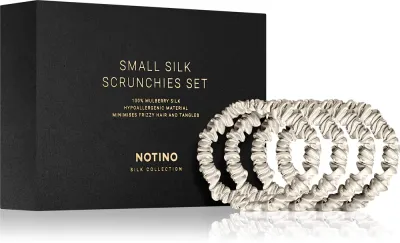 Набор резинок для волос Notino Silk Collection Small Scrunchie Set шёлковых, маленьких, 4 шт, оттенок Cream