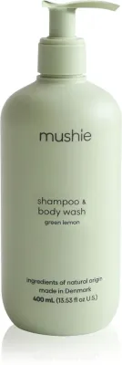 Mushie Organic Baby - Гель для душа и шампунь 2 в 1 для детей Green Lemon, 400 мл