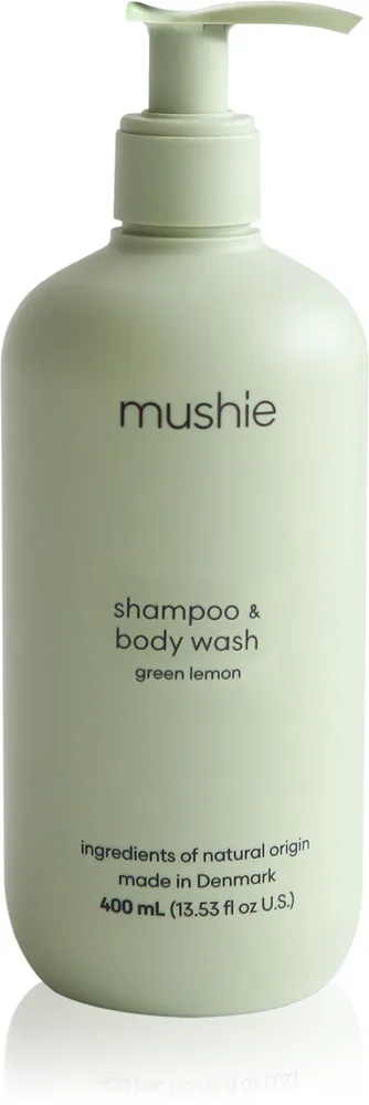 Mushie Organic Baby - Гель для душа и шампунь 2 в 1 для детей Green Lemon, 400 мл