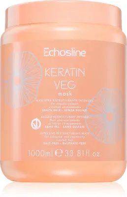 Echosline Keratin veg Mask - Интенсивно питательная маска для сухих и пористых волос с аминокислотами, 1000 мл