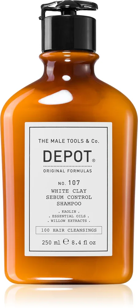 DEPOT 100 HAIR CLEANSING NO. 107 WHITE CLAY SEBUM SHAMPOO - шампунь для жирных волос и кожи головы, очищающий, 250 мл