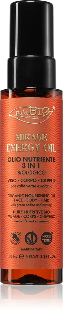 puroBIO Cosmetics Mirage Energy Oil - Многофункциональное масло для лица, тела и волос, 100 мл