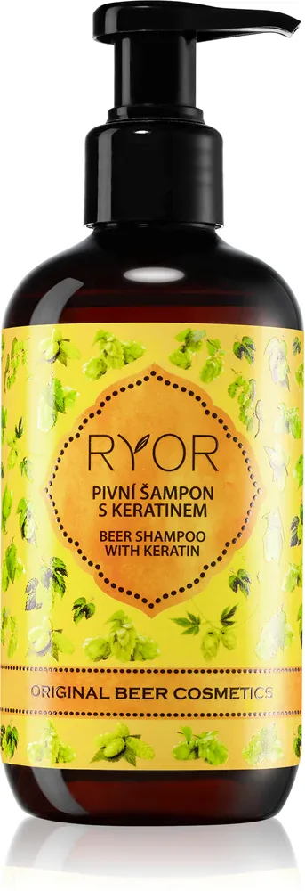 RYOR Original Beer Cosmetics - Пивной шампунь для волос с кератином, 250 мл