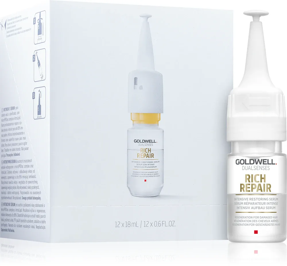 Goldwell Dualsenses Rich Repair - Сыворотка интенсивного восстановления для сухих и поврежденных волос 12 x, 18 мл
