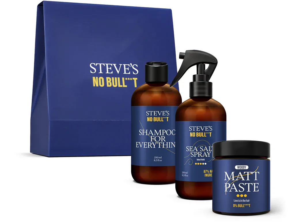 Steve's No Bull***t Hair Care Trio Box - Подарочный набор для мужчин для ухода за кожей, 1 шт