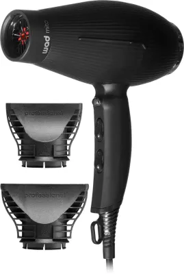 Фен для волос Wad Mito Hair Dryer Chrome с регулировкой скорости и температуры, 1 шт Black