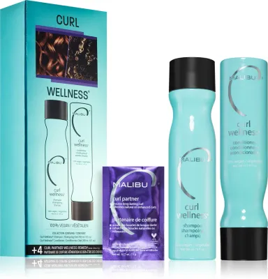 Набор для вьющихся волос Malibu C Curl Wellness шампунь, кондиционер и уход