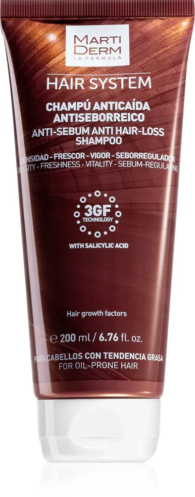 Шампунь для волос MartiDerm Hair System Anti-Sebum Anti-Hair Loss Shampoo для жирной кожи головы, против выпадения, 200 мл
