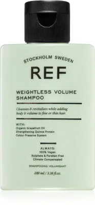 REF Weightless Volume Shampoo - шампунь для тонких и ломких волос, который добавляет объем от корней, 100 мл