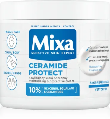 Mixa Ceramide Protect - Регенерирующий крем для тела для чувствительной кожи, 400 мл