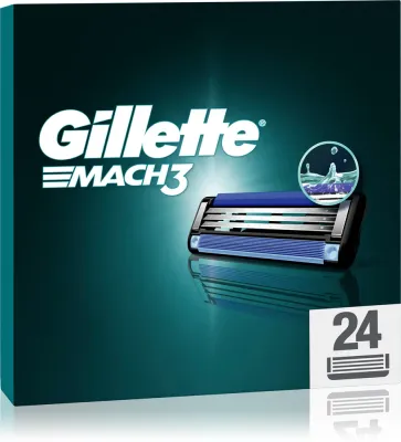 Кассеты сменные для бритвы Gillette Mach3 3 лезвия, с увлажняющей полоской, 18 шт, 24 шт