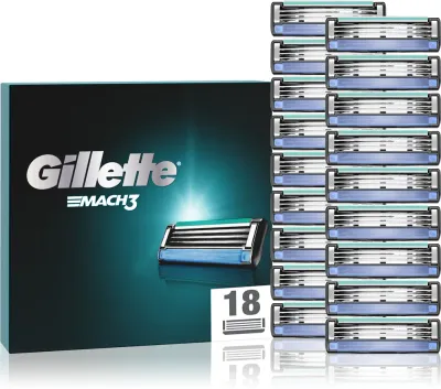 Кассеты сменные для бритвы Gillette Mach3 3 лезвия, с увлажняющей полоской, 18 шт, 18 шт