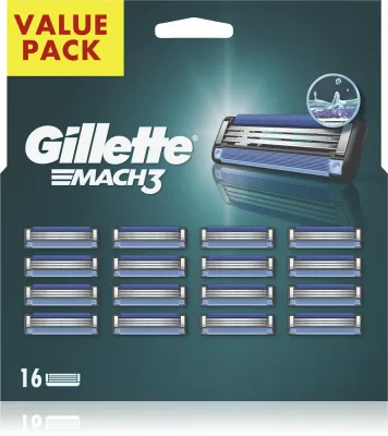 Кассеты сменные для бритвы Gillette Mach3 3 лезвия, с увлажняющей полоской, 18 шт, 16 шт