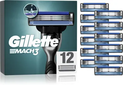 Кассеты сменные для бритвы Gillette Mach3 3 лезвия, с увлажняющей полоской, 18 шт, 12 шт