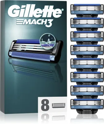 Кассеты сменные для бритвы Gillette Mach3 3 лезвия, с увлажняющей полоской, 18 шт, 8 шт