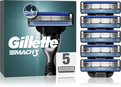 Кассеты сменные для бритвы Gillette Mach3 3 лезвия, с увлажняющей полоской, 18 шт, 5 шт
