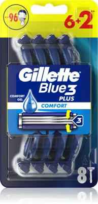 Станки для бритья одноразовые Gillette Blue 3 Comfort 3 лезвия, с увлажняющей полоской, 8 шт