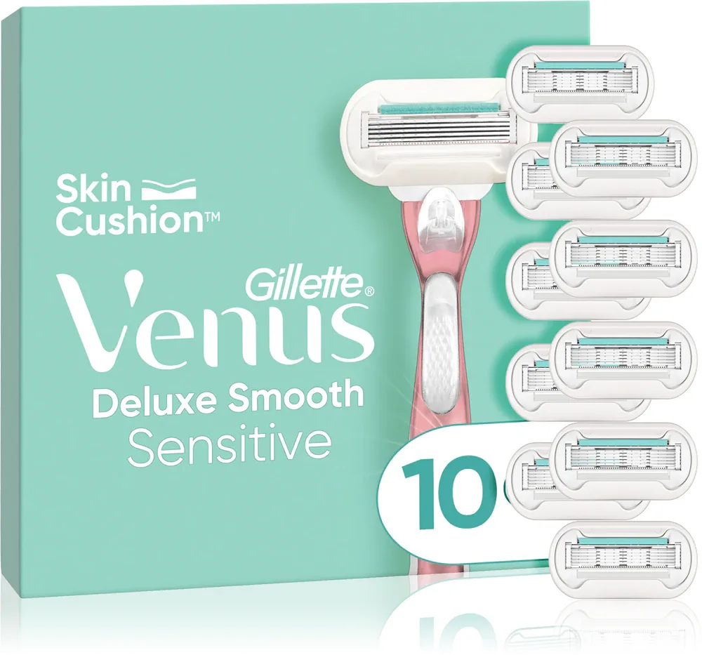 Бритва женская Gillette Venus Deluxe Smooth Sensitive со сменными кассетами, с увлажняющей полоской, 10 шт