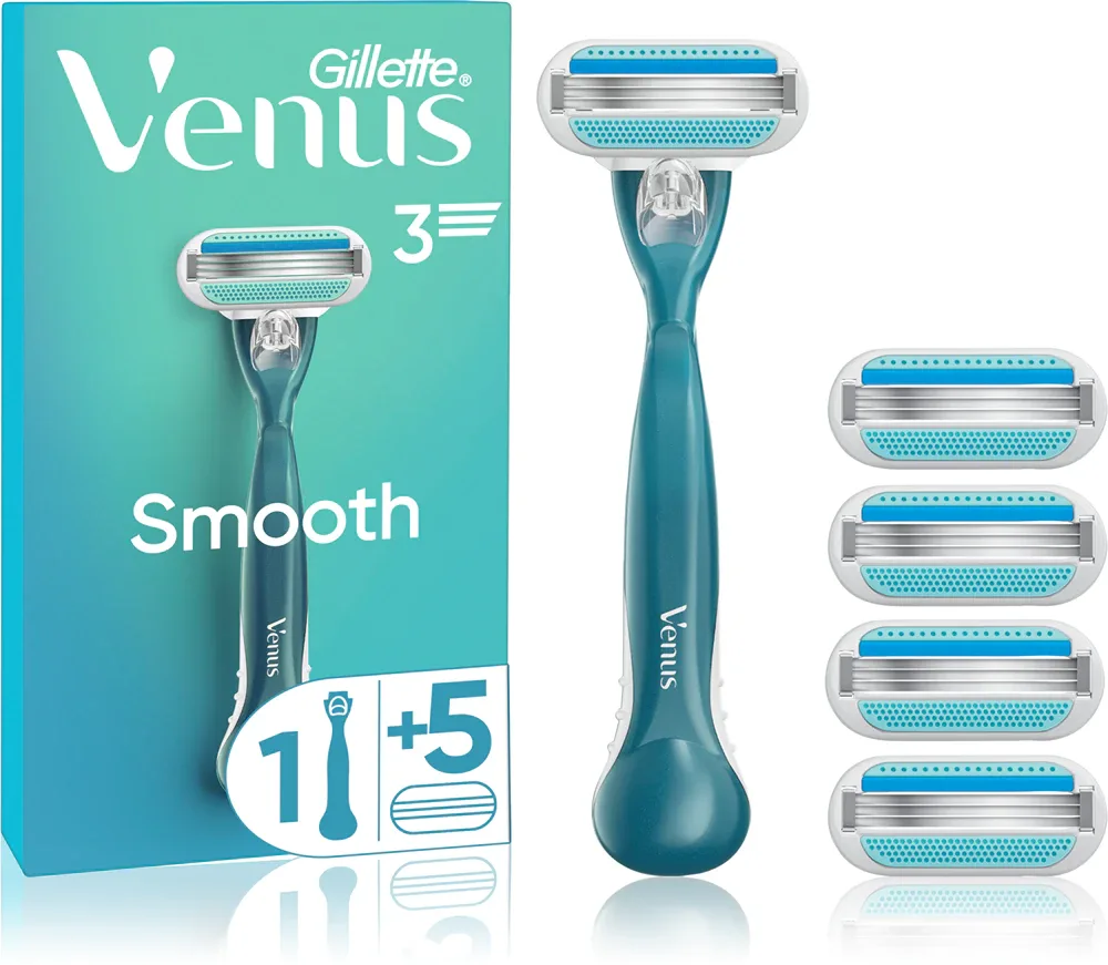 Бритвенный станок Gillette Venus Smooth со сменными кассетами, с увлажняющими полосками, 5 шт