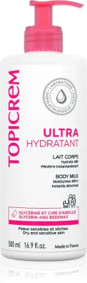 Topicrem UH BODY Ultra-Moisturizing Body Milk - Глубоко увлажняющее молочко для тела для сухой и чувствительной кожи, 500 мл