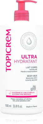 Topicrem UH BODY Ultra-Moisturizing Body Milk - Глубоко увлажняющее молочко для тела для сухой и чувствительной кожи, 1000 мл