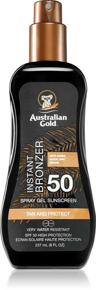Australian Gold Spray Gel Sunscreen With Instant Bronzer - Заголовок товара: Бронзирующий спрей SPF 50, 237 мл