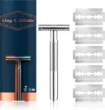 Бритва Т-образная Gillette King C. Double Edge с двойным лезвием, металлическая рукоять, 5 шт — фото 1