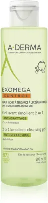 A-Derma Exomega Control 2 in 1 Emollient Cleansing Gel - Гель для душа для сухой и атопической кожи, 200 мл