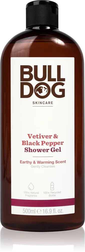 Гель для душа Bulldog Vetiver and Black Pepper мужской, с ароматом ветивера и чёрного перца, 500 мл
